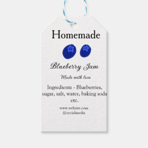 Homemade blueberry jam made with love add text gift tags