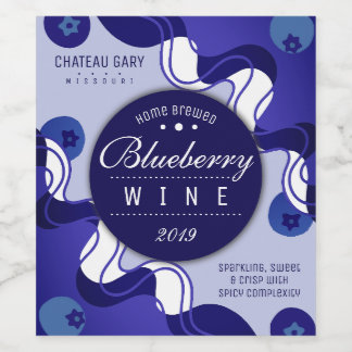 Homemade blueberry wine cider personalized label