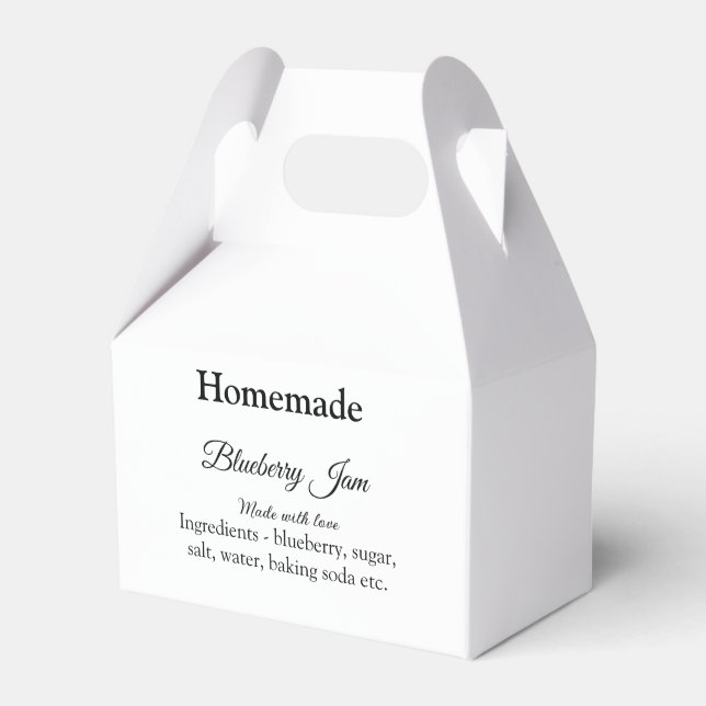 Homemade blueberry y jam made with love add text favor box (Front Side)