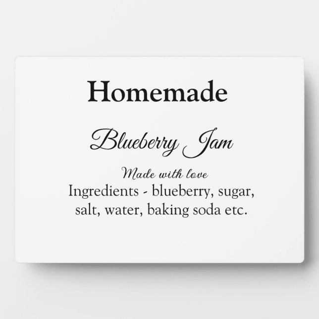 Homemade blueberry y jam made with love add text plaque (Front)