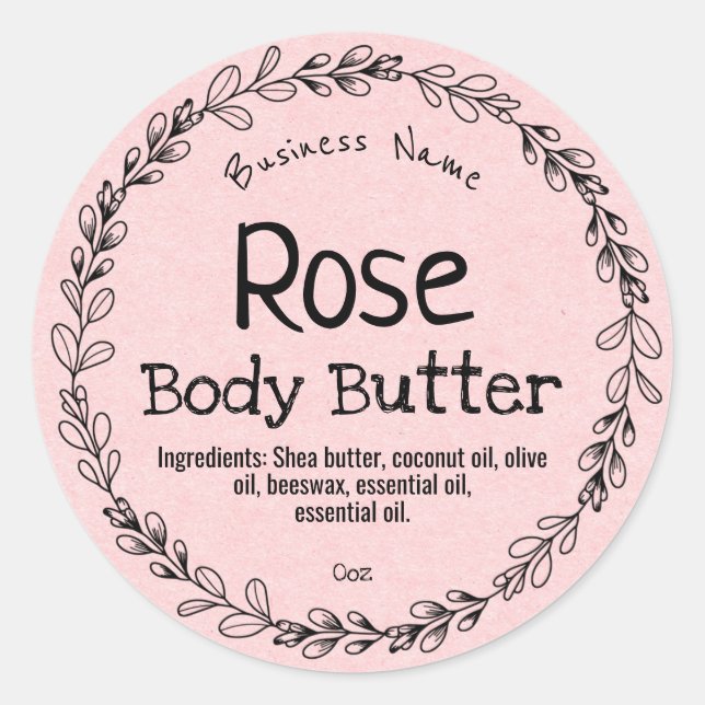 Homemade Blush Pink Kraft Paper Product Labels (Front)