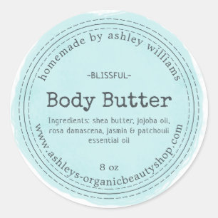 Homemade Body Butter Blue Organic Business Label