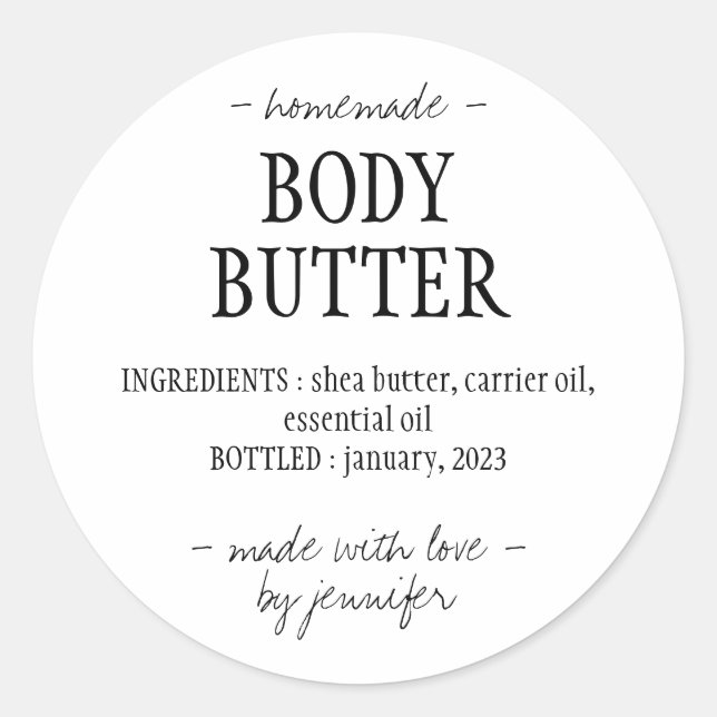 Homemade Body Butter Classic Round Sticker (Front)