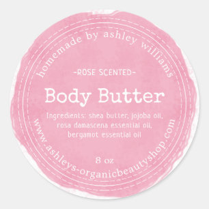 Homemade Body Butter Pink Organic Business Label