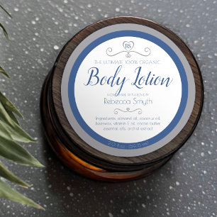 Homemade body lotion ingredients blue silver label