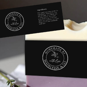 Homemade Botanical Custom Black Packaging Label