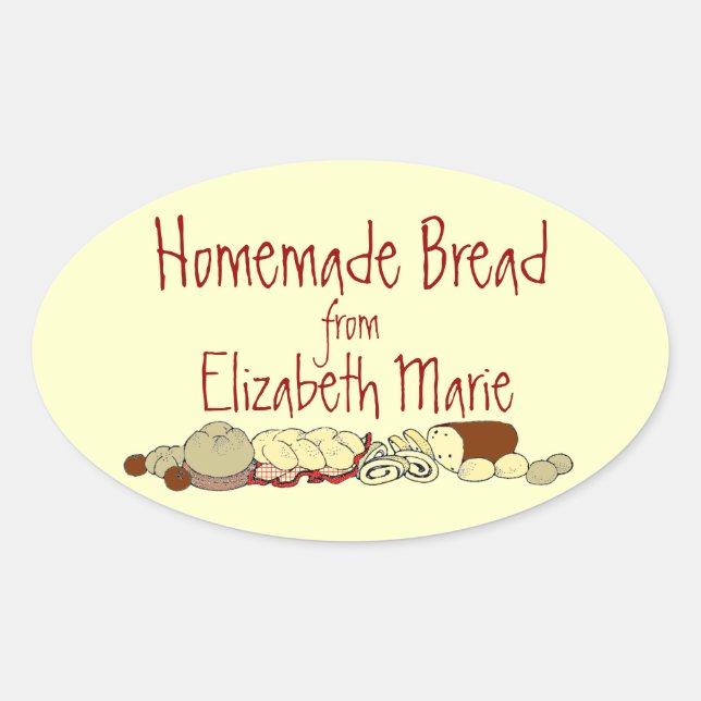 Homemade Bread Personalize It Oval Sticker (Front)