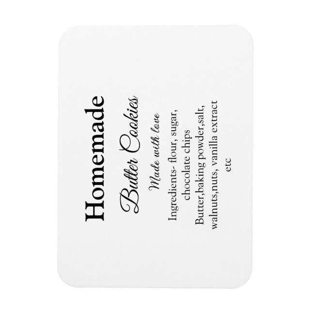 Homemade butter cookies made with love add text magnet (Vertical)