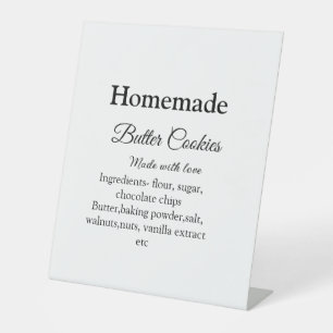 Homemade butter cookies made with love add text pedestal sign