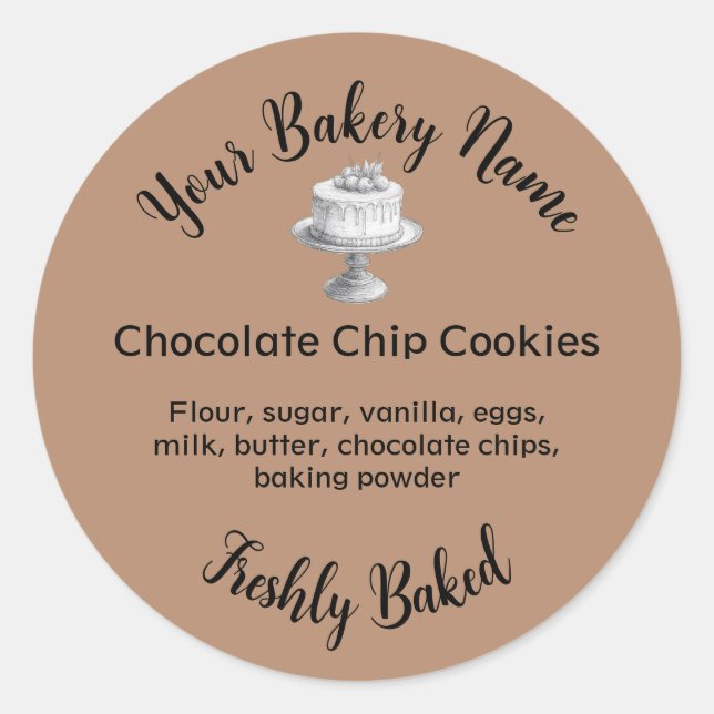 Homemade Cake Business Baking Label Brown (Front)