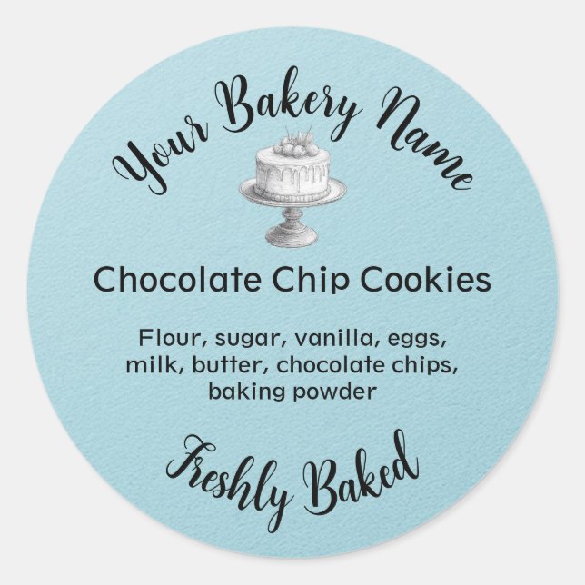 Homemade Cake Business Baking Label Light Blue (Front)