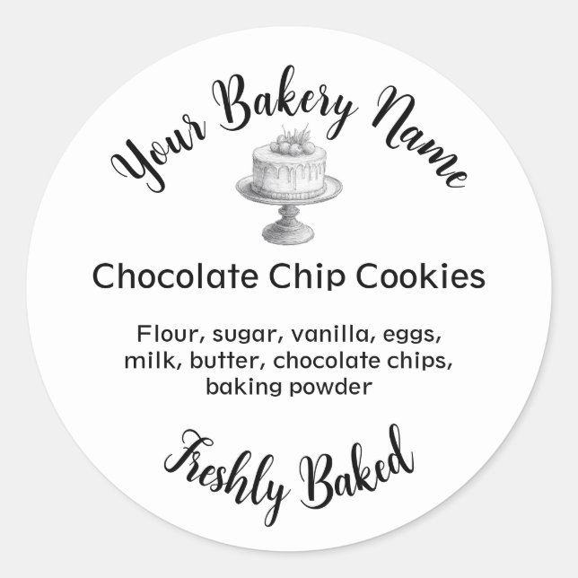 Homemade Cake Business Baking Label White (Front)