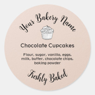 Homemade Cake Business Logo Baking Label Peach