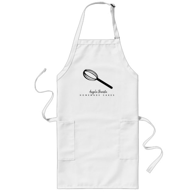 Homemade Cake Business Whisk Hand Drawn Long Apron (Front)