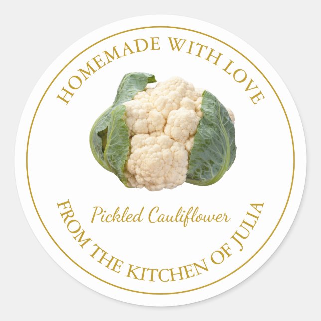 Homemade Cauliflower Pickle Label | White (Front)