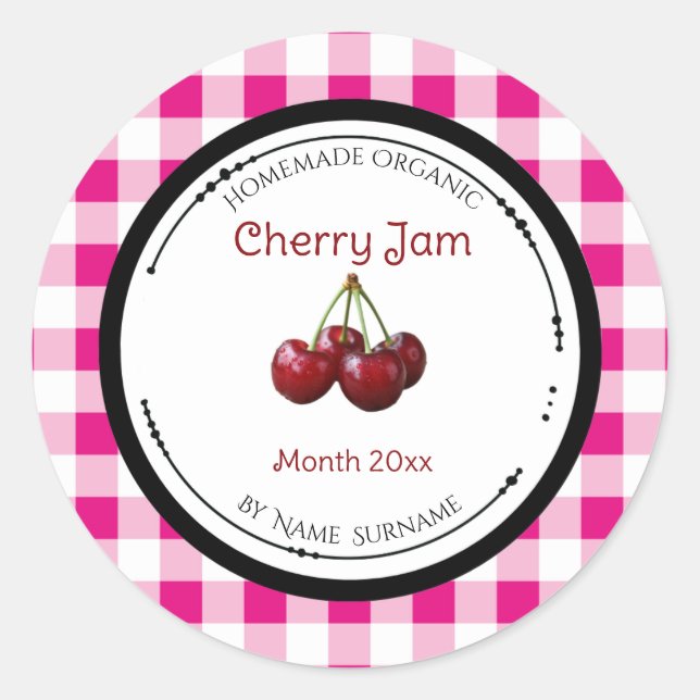 Homemade Cherry Jam Label Sticker (Front)