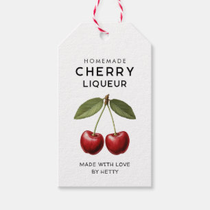 Homemade cherry liqueur labels vintage style