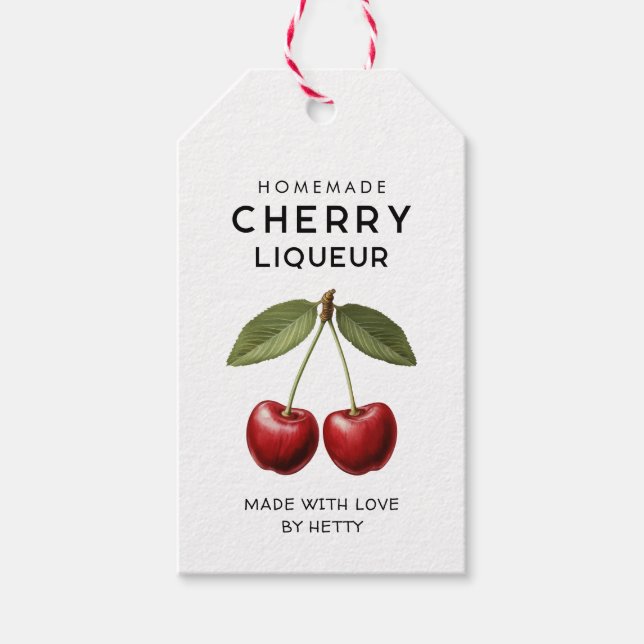 Homemade cherry liqueur labels vintage style (Front)