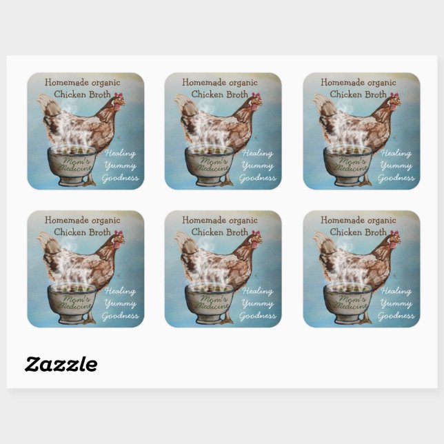 homemade chicken broth square sticker (Sheet)