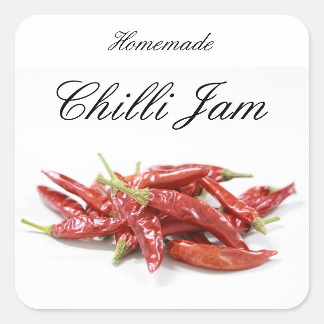 Homemade chili jam square sticker (Front)