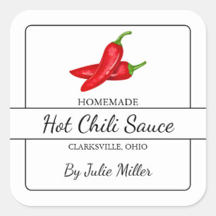 Homemade Chili Sauce Square Label