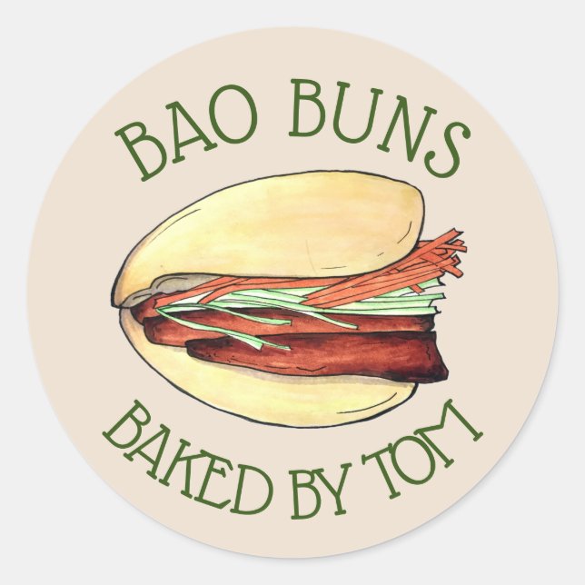 Homemade Chinese Food Lotus Bao Buns Baked Made By Classic Round Sticker (Front)