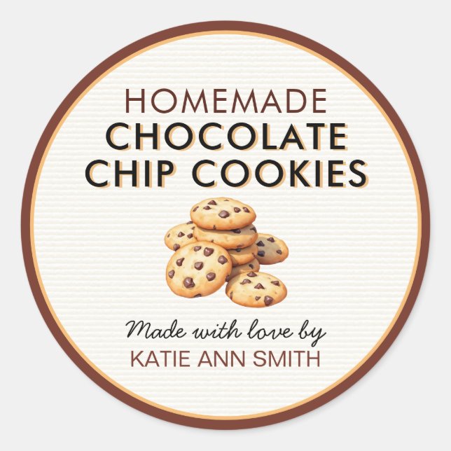 Homemade Chocolate Chip Cookie Label Stickers (Devant)