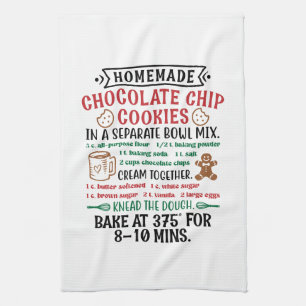 Homemade chocolate chip cookie recipe kitchen towel