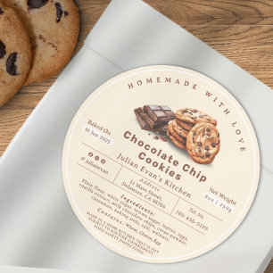 Homemade Chocolate Chip Cookies Cottage Food Law Classic Round Sticker