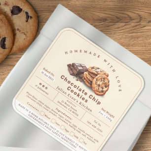 Homemade Chocolate Chip Cookies Cottage Food Law Square Sticker
