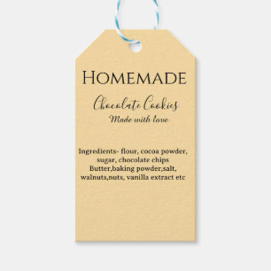 Homemade chocolate cookies made with love add text gift tags
