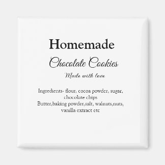Homemade chocolate cookies made with love add text magnet