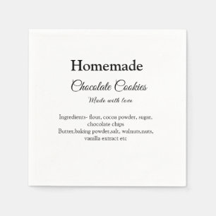 Homemade chocolate cookies made with love add text napkin