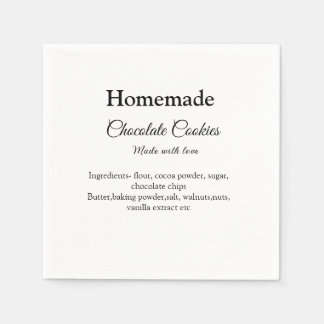 Homemade chocolate cookies made with love add text napkin