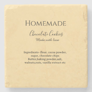 Homemade chocolate cookies made with love add text stone coaster
