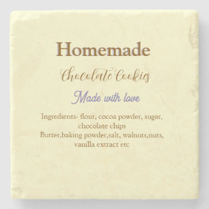 Homemade chocolate cookies made with love add text stone coaster