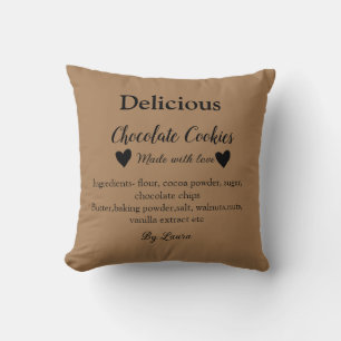 Homemade chocolate cookies made with love add text throw pillow