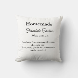 Homemade chocolate cookies made with love add text throw pillow