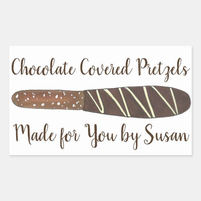Homemade Chocolate Covered Pretzel Rods Made By Sticker (Front)