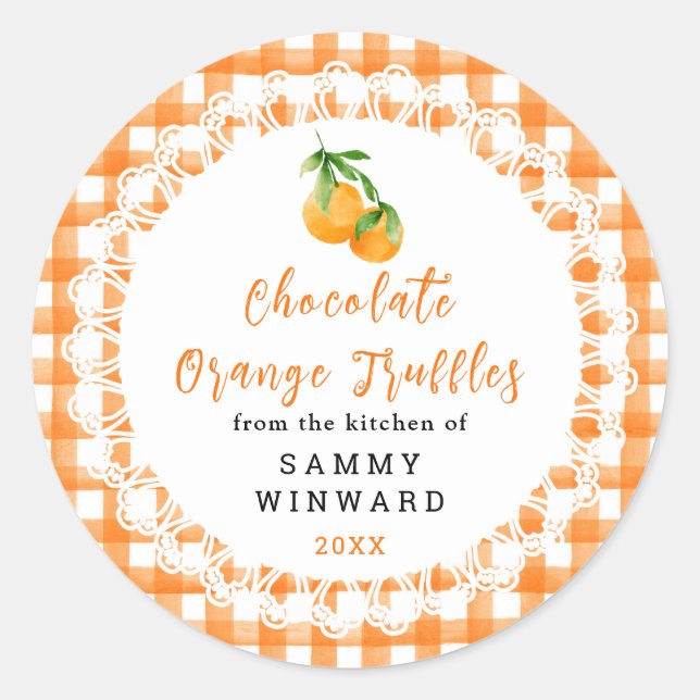 Homemade Chocolate Orange Truffles Label (Front)
