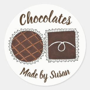 Homemade Chocolate Personalized Chocolatier Bonbon Classic Round Sticker