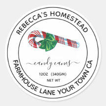 Homemade Christmas Candy Cane Labels