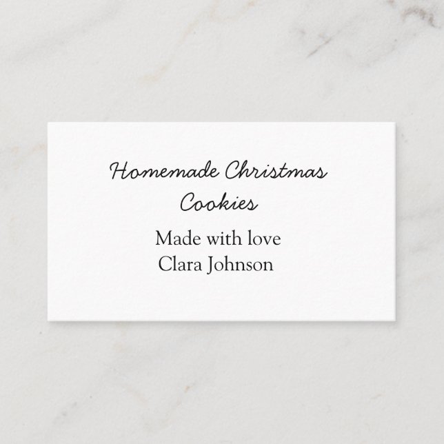 Homemade Christmas cookies made with love add name Business Card (Front)