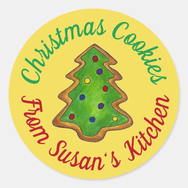 Homemade Christmas Tree Cookies Personalized Classic Round Sticker (Front)