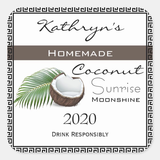 Homemade Coconut Moonshine Square Sticker (Front)