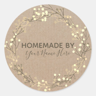 Homemade Cookie Cake Vintage Craft Floral Wreath C Classic Round Sticker