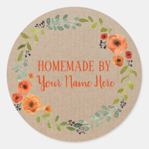 Homemade Cookie Cake Vintage Craft Floral Wreath Classic Round Sticker