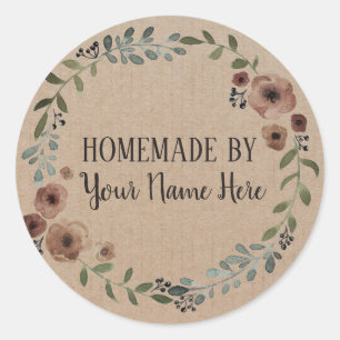 Homemade Cookie Cake Vintage Craft Floral Wreath Classic Round Sticker