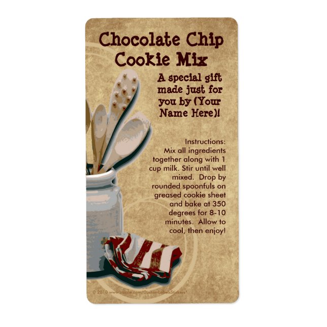 Homemade Cookie Mix Gift Jar Labels, Personalized (Front)