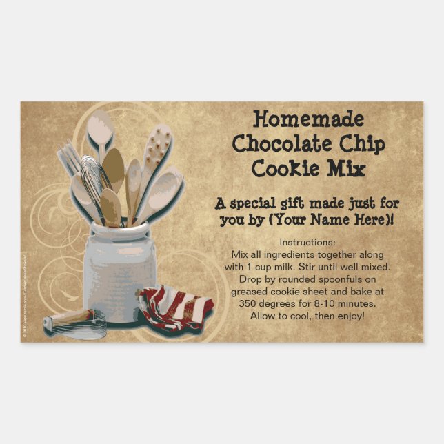 Homemade Cookie Mix Gift Jar Labels, Personalized Sticker (Front)